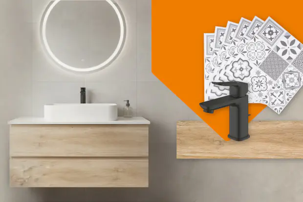 Materialien um das Badezimmer zu renovieren